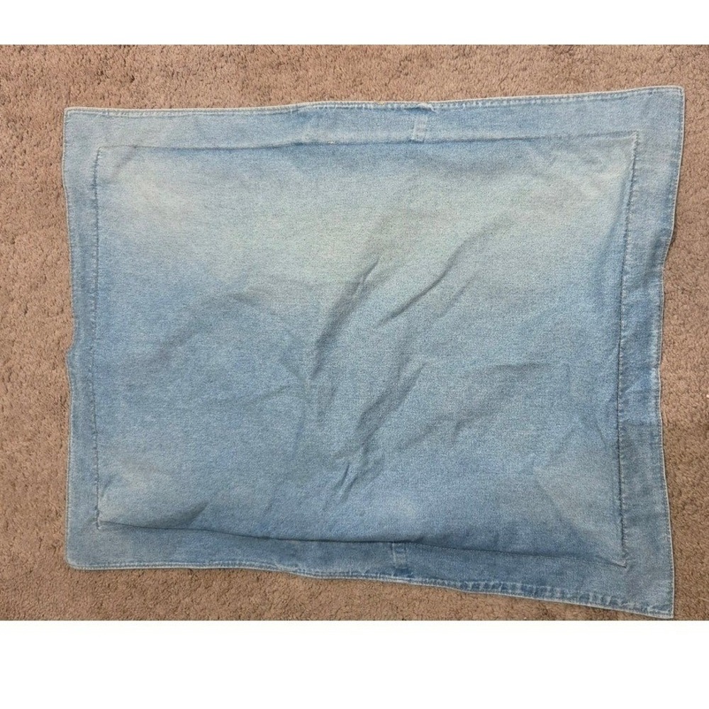 Ralph Lauren Polo Jeans Co Denim Pillow Sham Light Wash Blue Standard Flag Logo
